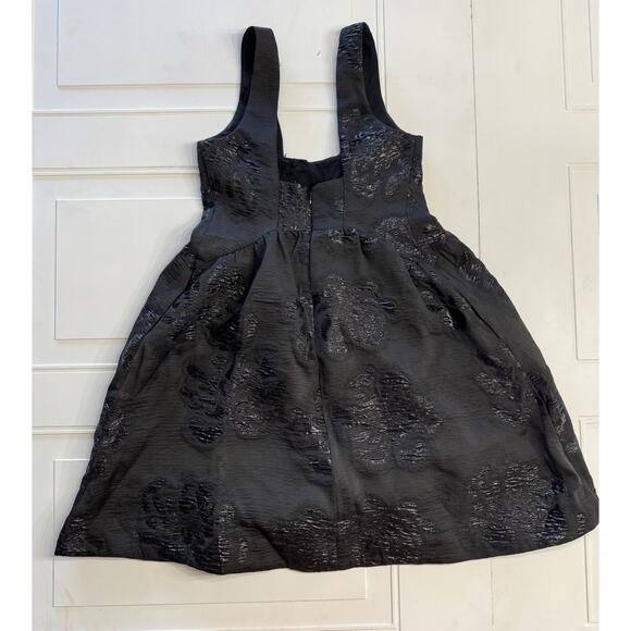Anthropologie Maeve Black Jacquard Floral Balloon Mini Dress Size 2 Evening - Picture 5 of 5